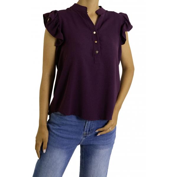 Blusa con volant e bottoni 
